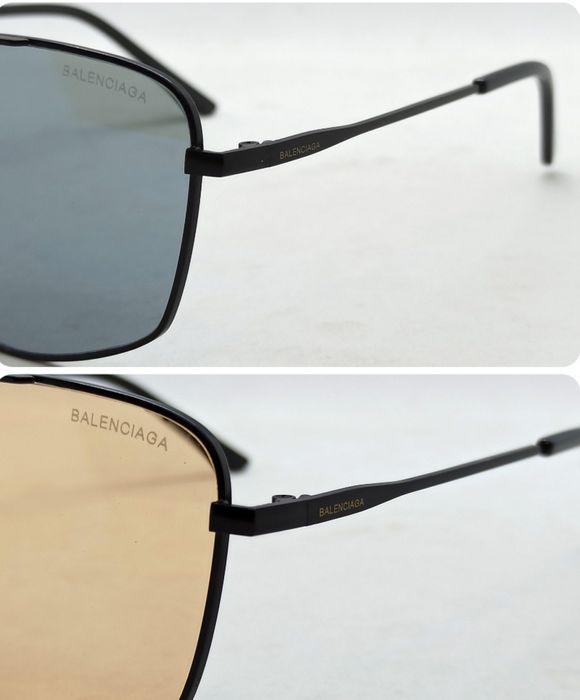 Balenciaga модные очки унисекс линзы серые и бежевые в черном металле