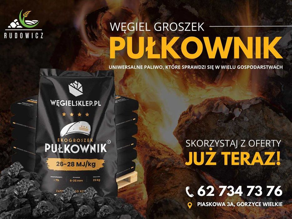 Węgiel groszek,orzech, kostka, miał skład opału RUDOWICZ