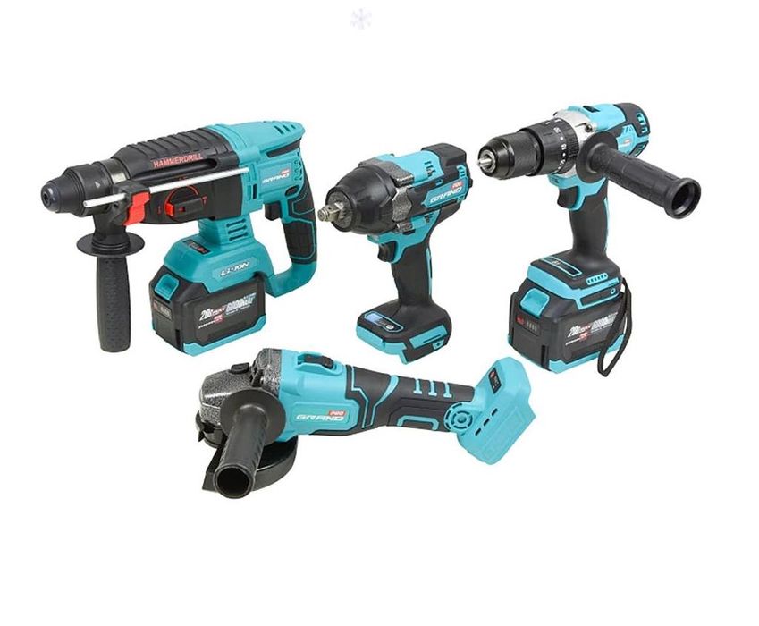 Набор аккумуляторных инструментов Grand №4 (Перф,гайка,болгарка,шурик)