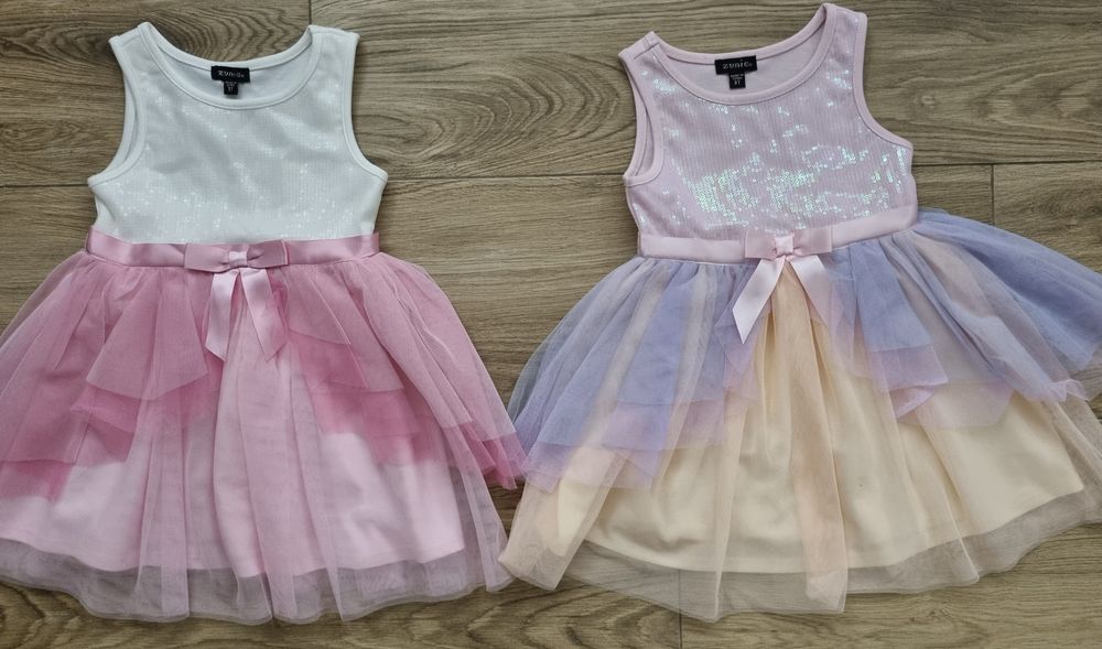2 x Sukienka na ramiączka tiul cekiny dziewczynki r. 3l / Bliźniaczki