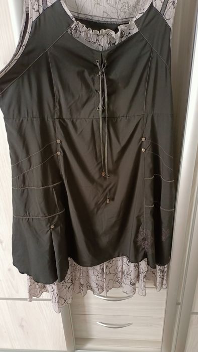 Sukienka czarna z szarym, na letnie dni, cieniutka 42/44