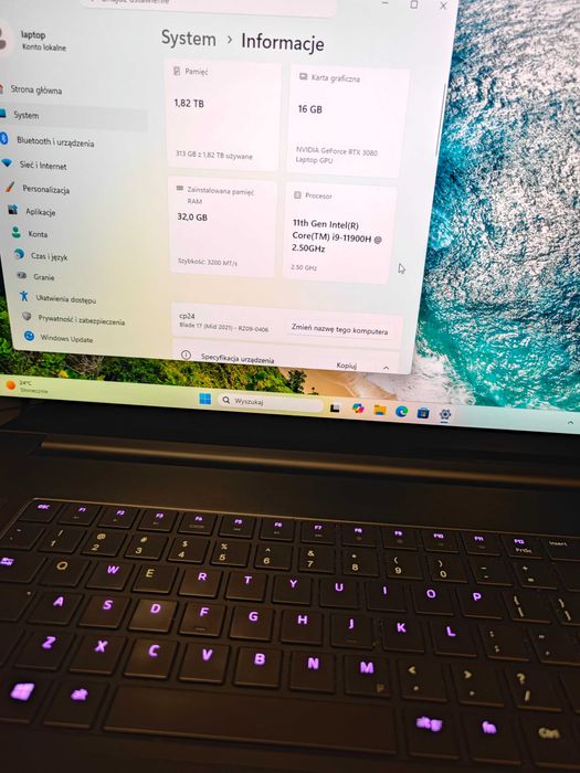 laptop Razer Blade 17 2021 i9 32GB RTX3080 120Hz 4K