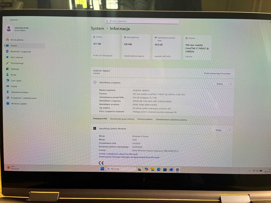 Samsung Galaxy Book Pro 13.3" FHD Intel Core i7-1165G7 2.80GHz 16GB 512GB SSD