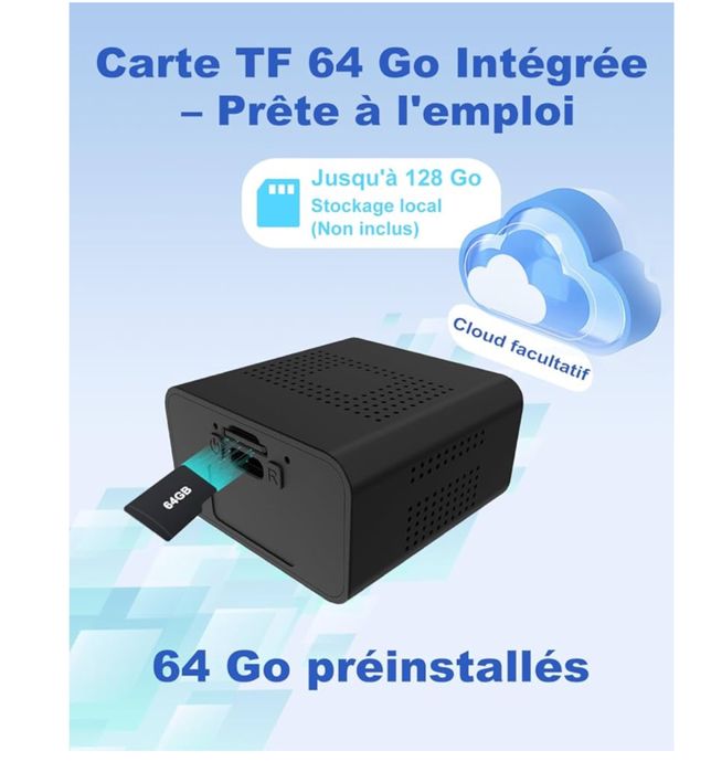 Bezprzewodowa kamera szpiegowska 4K z karta pamieci 64GB detekcja ruch