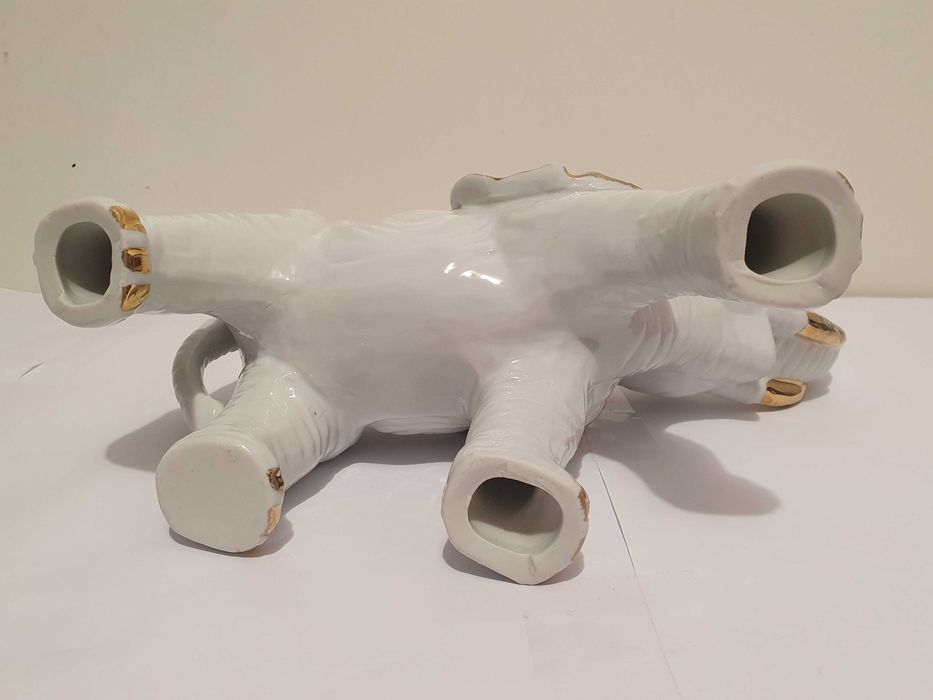 Duża ladna figurka słoń porcelana biały 22.5x 26x 11cm