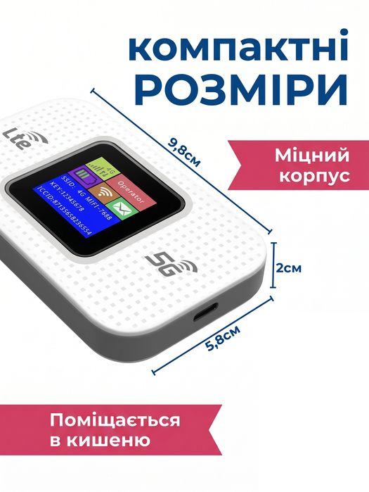 Аккумуляторный 4G Wi-Fi модем, протативный переносной роутер с экраном, LCD7003W