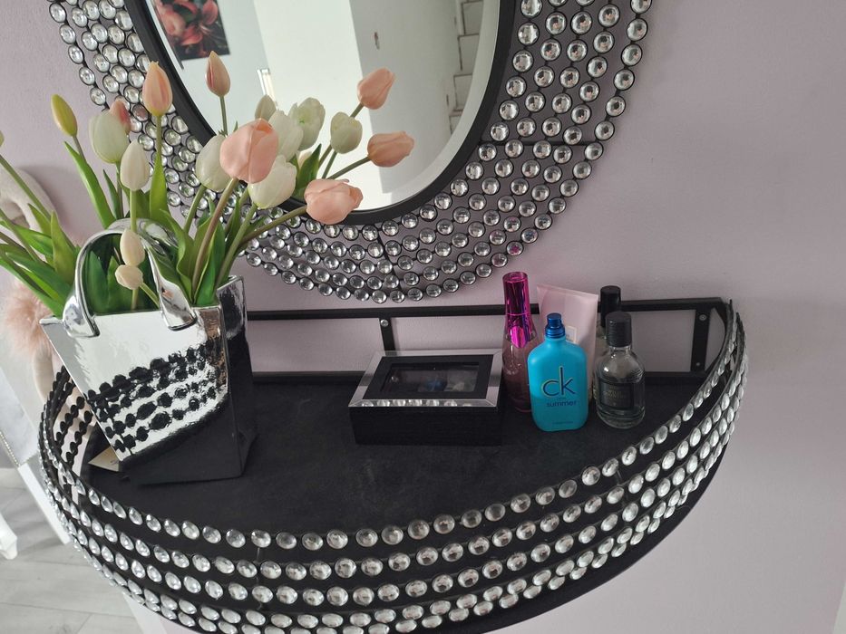 Lustro konsola glamour kryształ toaletka