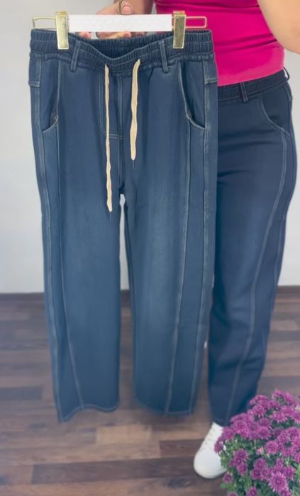 Джинсы багги теплые большого размера