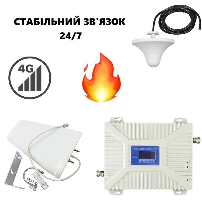 Репитер 900/1800/2100 МГц с наружной антенной 10 дБ — усилитель мобильной связи и интернета
