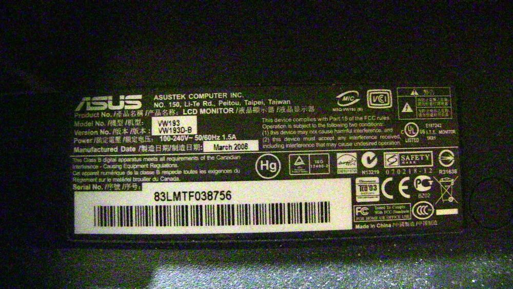 Монитор Asus VW183D-B