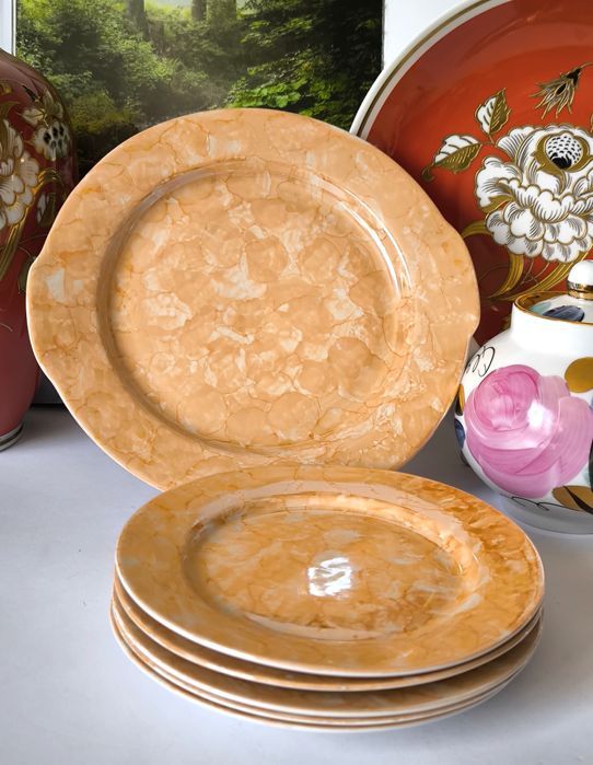 Garnitur deserowy Włocławek piękna stara porcelana 1+ 5 talerze