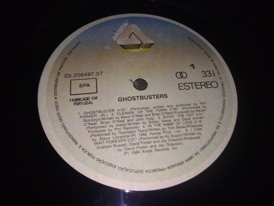 Antigo álbum vinil Ghostbusters original banda sonora do filme 1984
