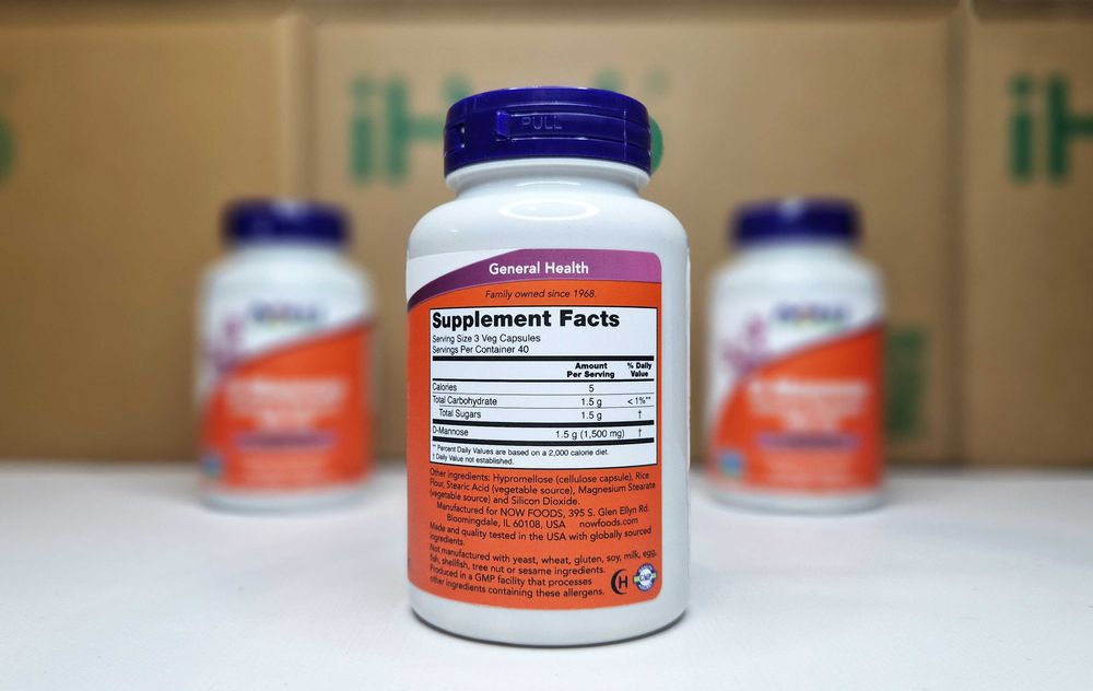 NOW Foods D-Mannose D-манноза 500 мг, для сечовивідної системи, маноза