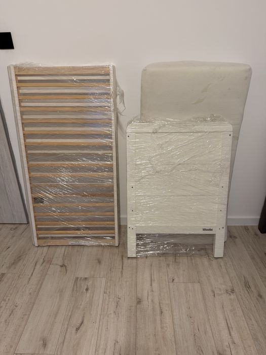 Łóżeczko Woodies biale drewniane 120x60