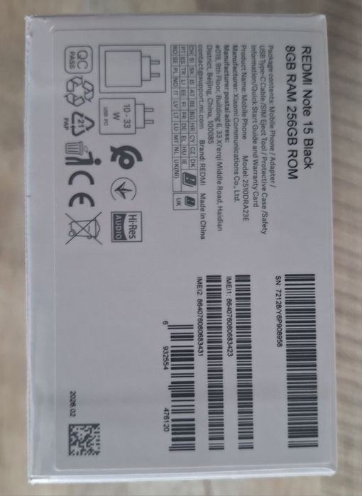 Смартфон Xiaomi REDMI Note 15 (6/128Gb); (8/256Gb) модель 2026