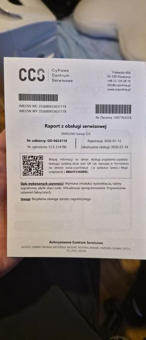 Telefon Samsung S24 128GB Grafitowy po wymianie modulu wyswietlacza