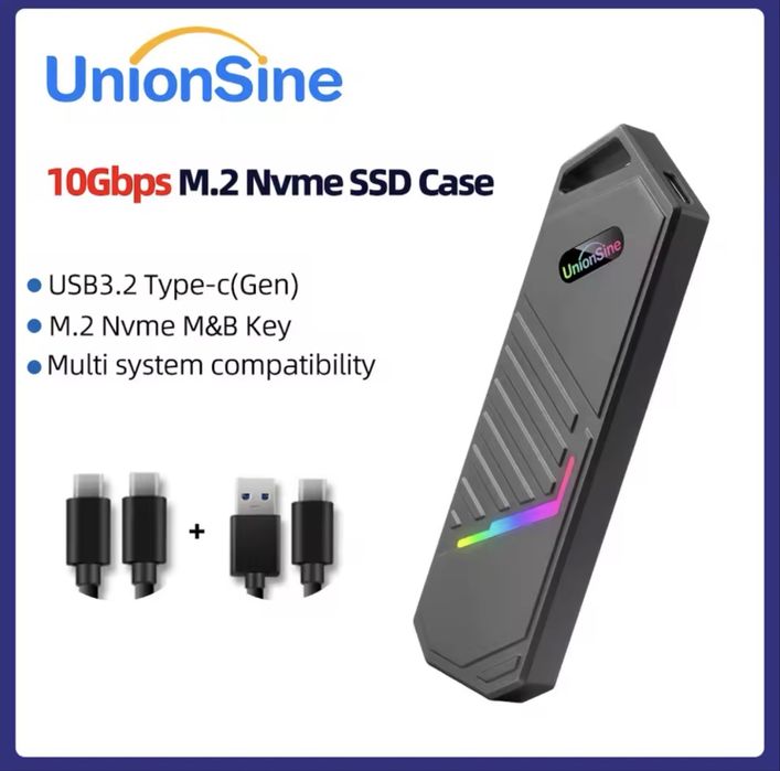 Case Карман DualProtocol Magnetic M2 2,5 NVMe NGFF SATA SSD 10Gbps ссд