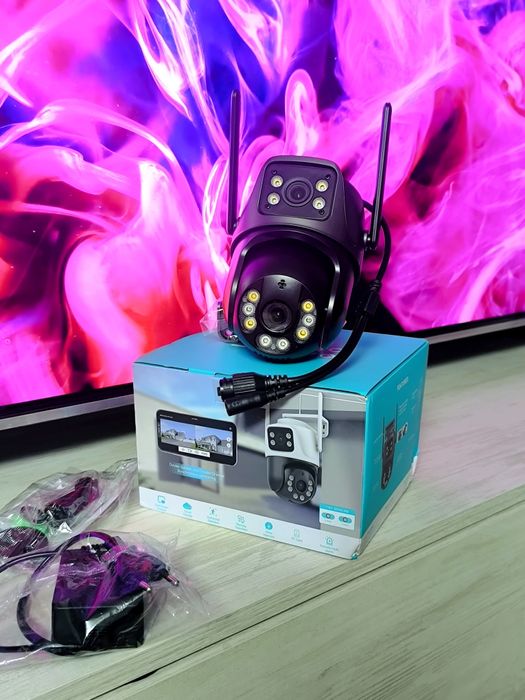 Вулична IP-камера 8МП WiFi з подвійною лінзою та автостеженням (iCSee)