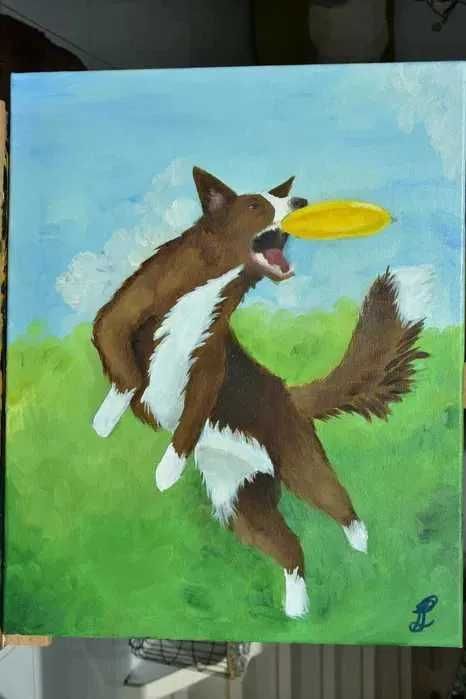Quadro - Pintura a óleo original "Flying Catch"
