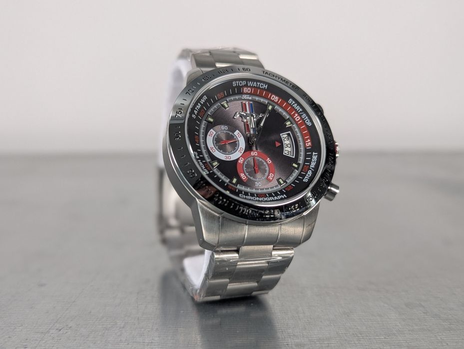 Zegarek kolekcjonerski Ford Mustang sportowy kwarc stalowa bransoleta