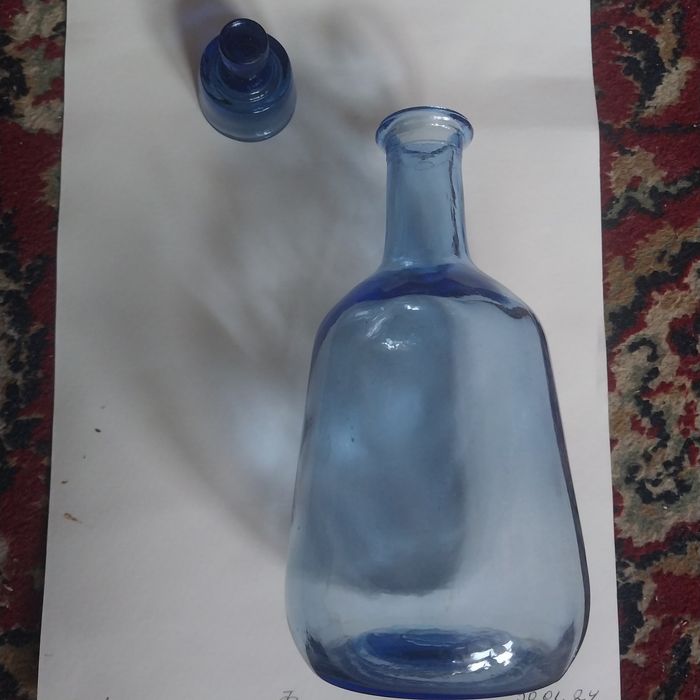 Графин для водки. Синее стекло. Винтаж. Эпоха ссср.