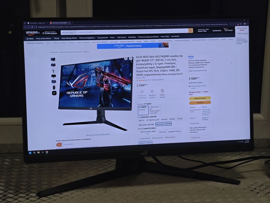 monitor ASUS ROG 300Hz 27" 1440p (strix xg27aqmr)