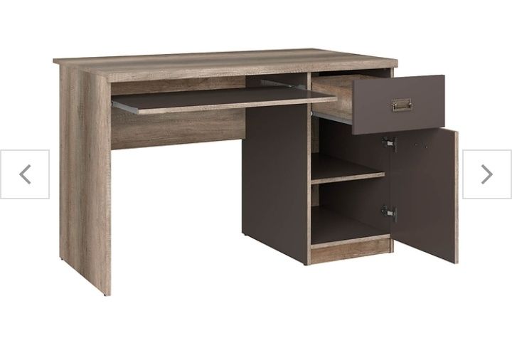 Biurko Malcolm 120 cm z drzwiami i szufladą dąb canyon monument