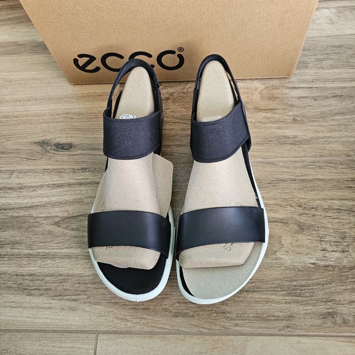 Ecco damara sandały skórzane czarne eleganckie  40 26cm