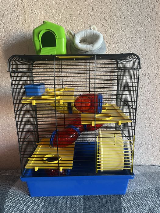 Клітка для хом’яка з тунелями та колесом, ідеальний стан