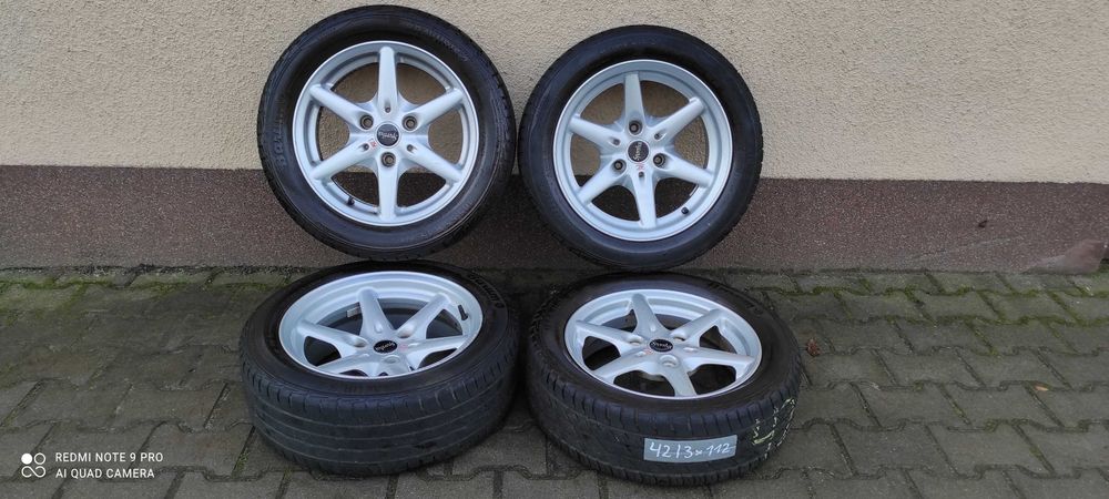 Alufelgi FOMB 3X112 z oponami letnimi 185/55 R15 dwie szerokości felg