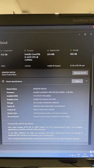PC + Monitor I5-3470