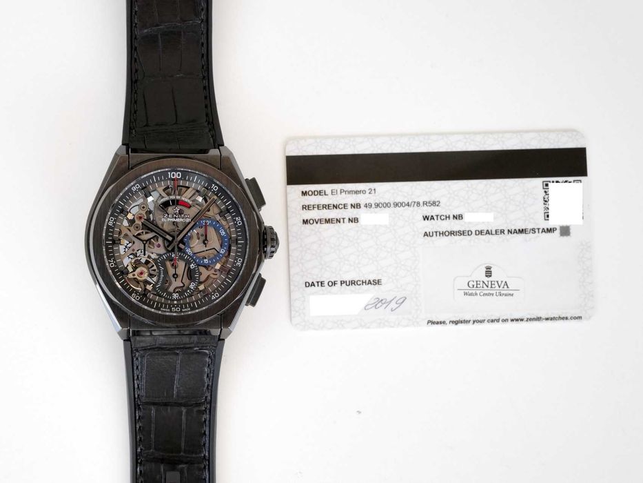 Zenith Defy El Primero 21 Black Ceramic Chronograph Skeleton Dial 44