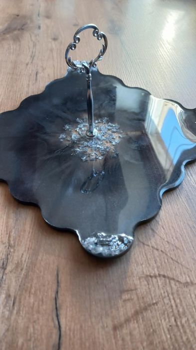 Rękodzieło Patera z żywicy epoksydowej Handmade czarna