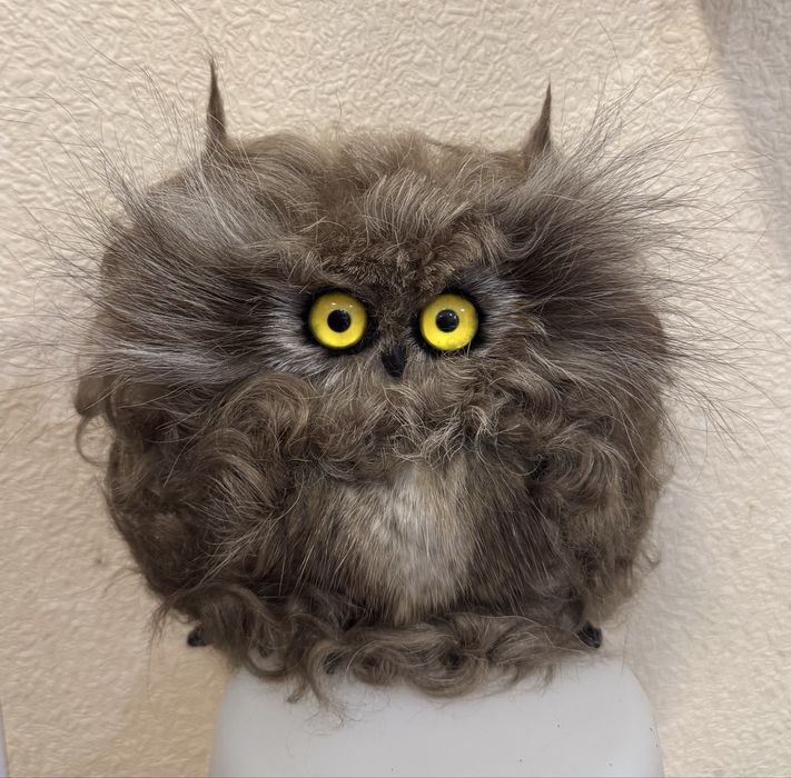 Декоративная сова ,сувенир ,шерсть ламы