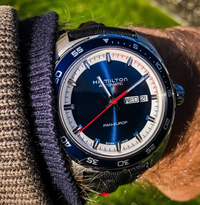 Relógio Hamilton Pan Europ - Azul - Full Set