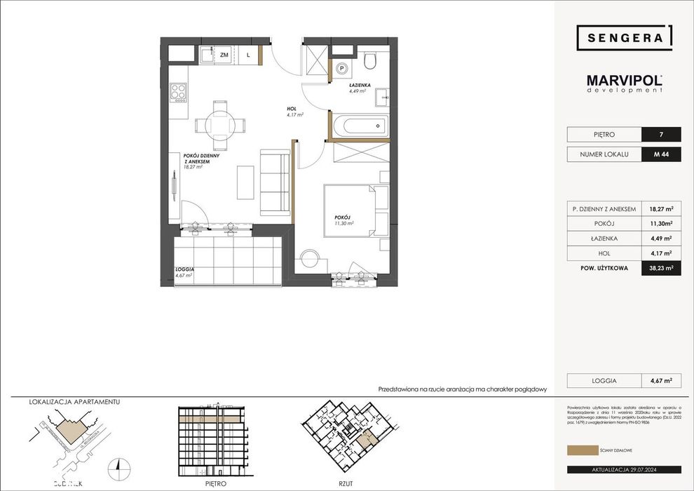 2-pokojowe mieszkanie 38m2 + loggia