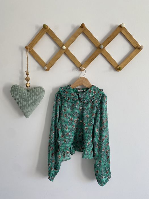 Bluzka name it zielona kwiatki kolnierzyk 116