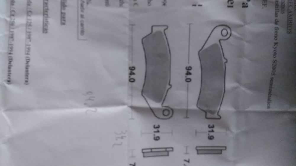 Pastilhas de travão honda cr