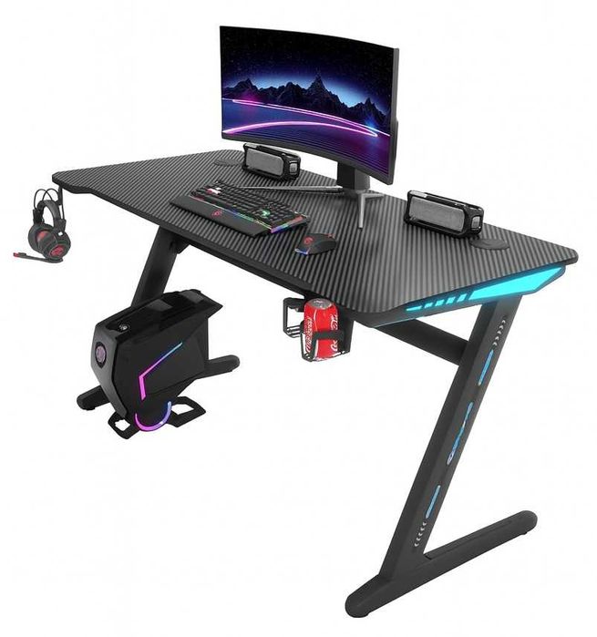 Biurko Gamingowe Komputerowe Stół dla Gracza Nowoczesne LED 120cm BG04