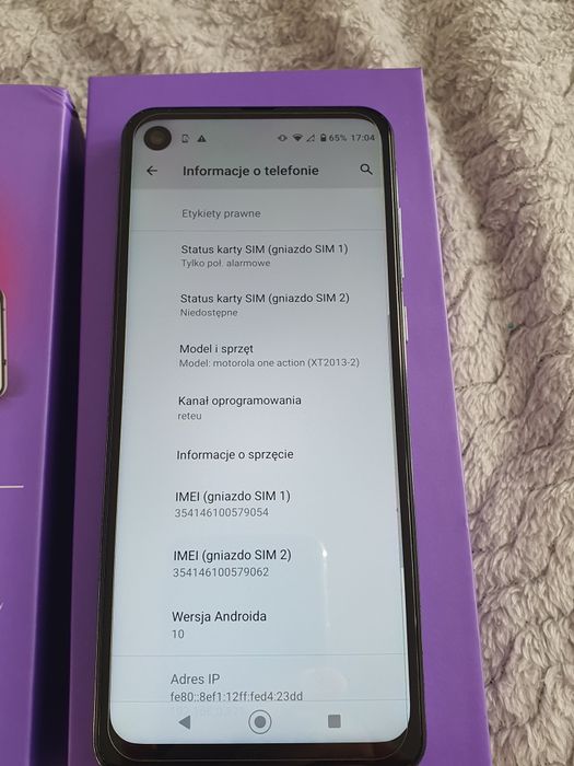 Motorola One Action Pearl White