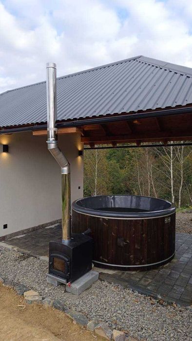 Спа-купіль на дровах власного виробництва. Чан з джакузі.
