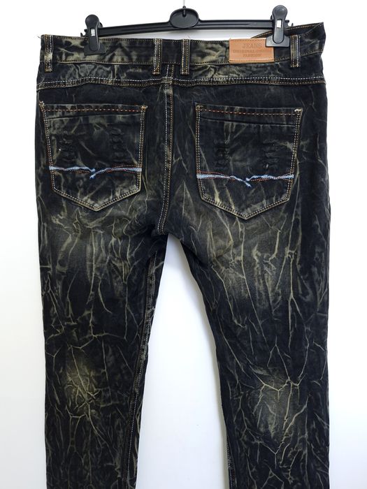 Spodnie jeansowe streetwear handmade custom postarzane L XL