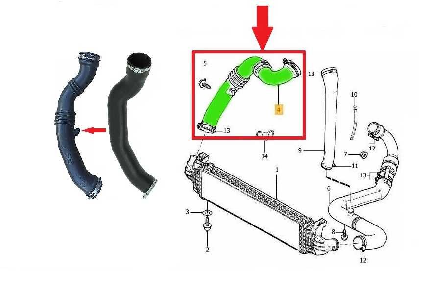 Патрубок интеркулера правый Ford Focus, C-Max, Volvo S40/V50 2.0TDCi