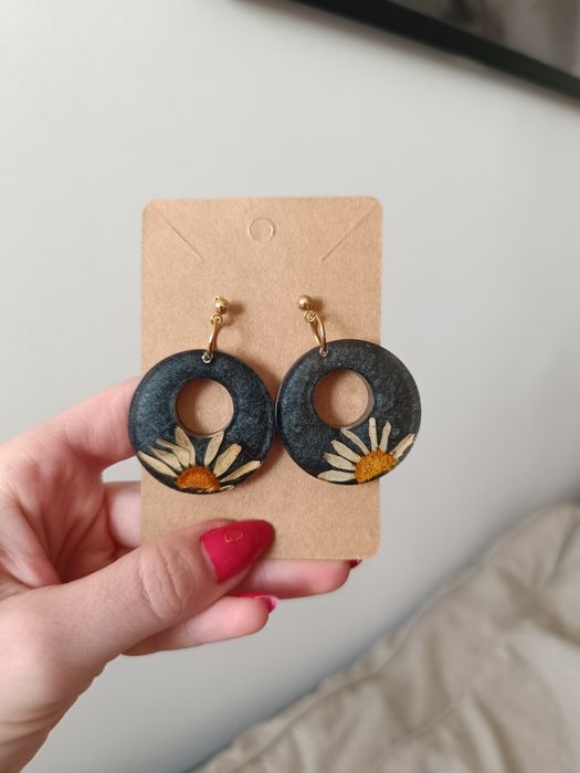 Kolczyki handmade z prawdziwym kwiatami, prezent walentynki