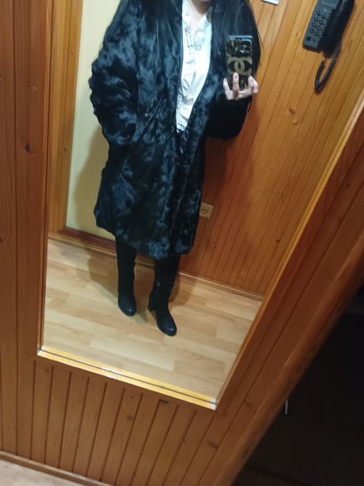 Futro damskie zimowe prawdziwe z kozic górskich L