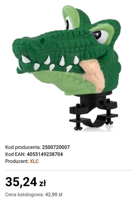 Klakson rowerowy Dzwonek na Rower XLC DD-H03 89g Krokodyl jak Nowy