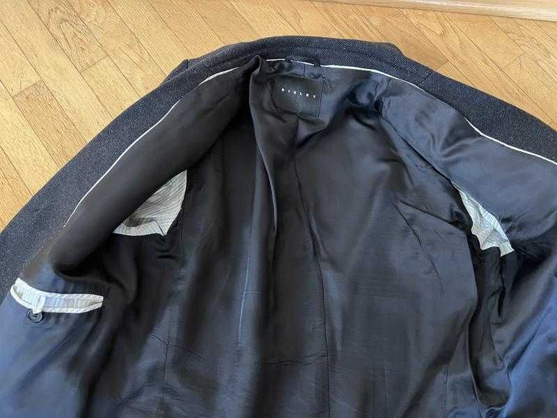 SISLEY M шерстяне пальто чоловіче осіннє чорне темно-сіре мужское