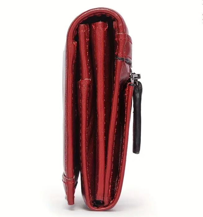 Кожаный женский Кошелек(гаманець). Красный (Коралловый)