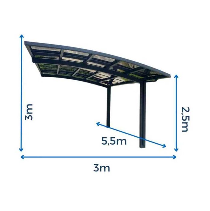 Wiata samochodowa garażowa 3x5,5 m Carport aluminium na jeden samochód