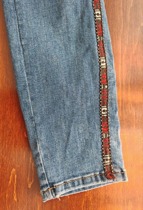 Spodnie jeansowe L 40 Zara niebieskie lampasy